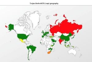 Distribución geográfica de los ataques de LOAPI