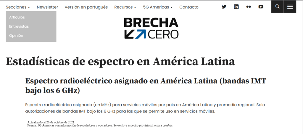 5G Americas publica portal de estadísticas de espectro móvil para América Latina